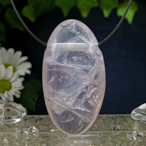 Xxl rosenquarz anhänger oval - xxl,
